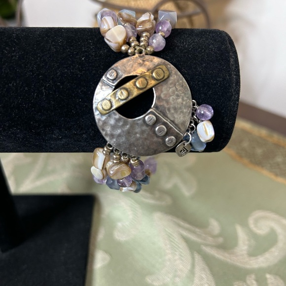Silpada Stretch Sterling Silver, Amethyst, Quartzite Bracelet - Picture 3 of 4
